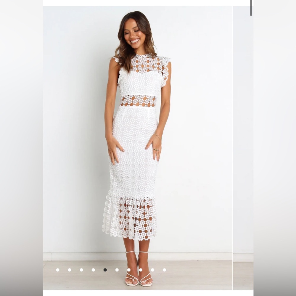 Petal & Pup White Lace Midi Dress